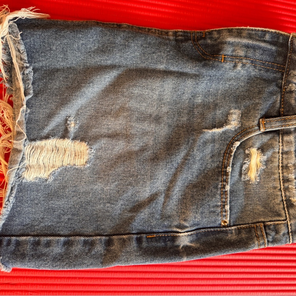 Denim Distressed Skirt - Picture 6 of 7